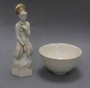 A Royal Copenhagen Mermaid figure, model no. 12459, designed by Arno Malinowski and a Danish