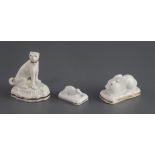 A Grainger, Lee & Co. porcelain figure of recumbent rabbit and a similar mouse, c. 1820-37, together
