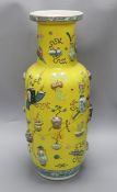 A large 19th century Chinese yellow ground 'hundred antiques' vase height 60cm - a.f.