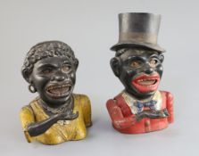 A pair of 19th century American cast iron novelty money banks, 'Jolly Nigger Bank' and 'Dinah', 8.