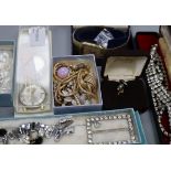 A collection of costume and other jewellery, wristwatches, etc.