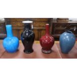 Three Chinese monochrome glaze vases and a robin's egg glaze vase tallest 44cm