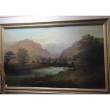 F. Ellis, oil on canvas, 'On the Winmonon?, Dolcelly', signed, 75 x 126cm