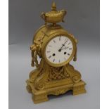 A Louis XV style ormolu eight day mantel clock height 34cm