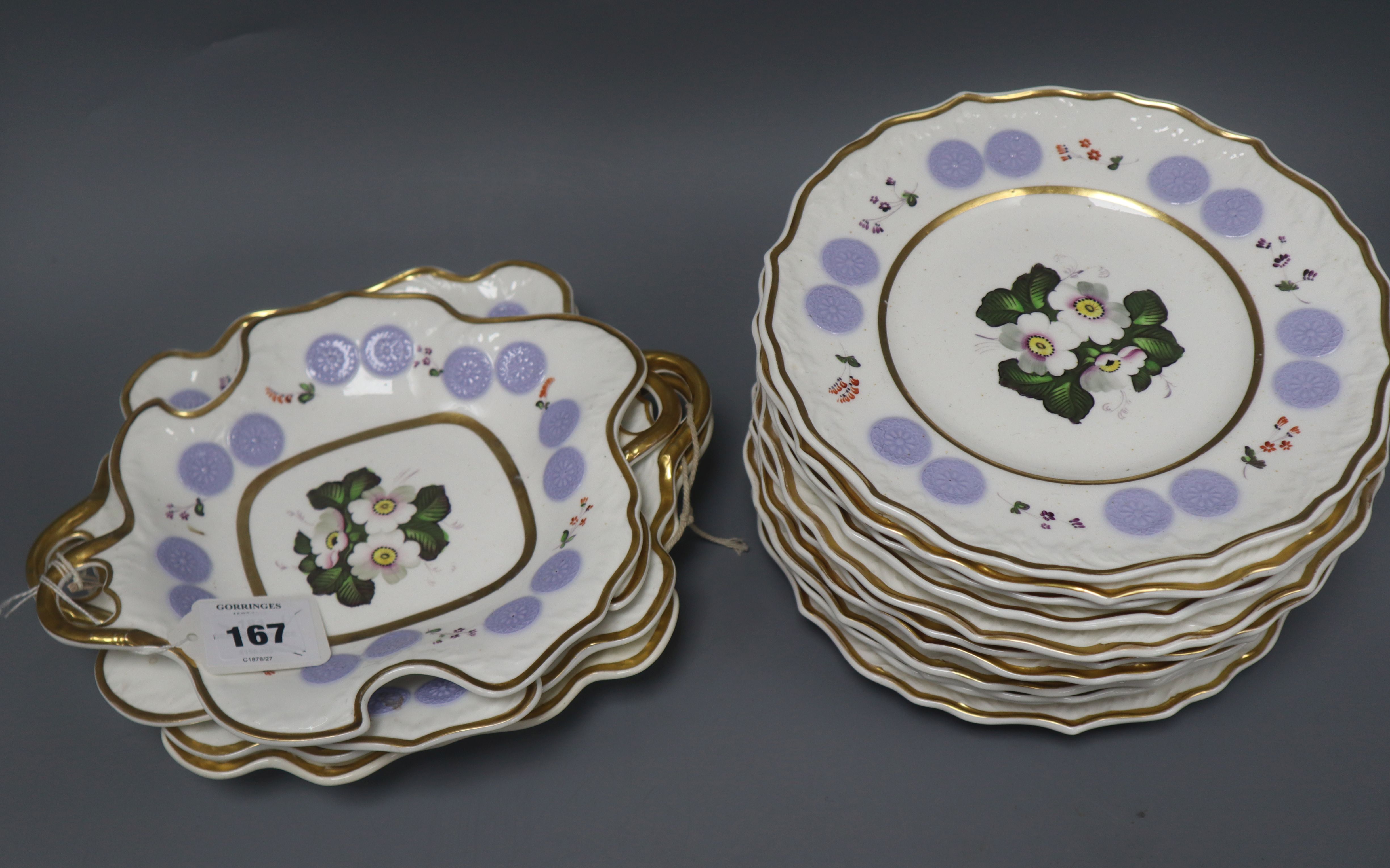 A 19th century Coalport style sixteen piece dessert service