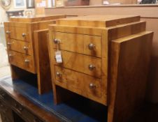 A pair of Deco-style bedside cabinets W.55cm