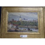 Aleksandr Sokolov (1918-1973), oil on board, The Fontanka, Leningrad, signed, 23 x 34cm