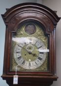 Thomas Waller, Preston. A late 18th century oak and mahogany crossbanded eight day longcase clock,