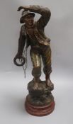 After Mestais. A bronzed spelter figure of a seafarer, signed height 56cm