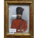 Late 19th century English School, oil on opaline glass, Portrait of an army officer, Captain d'