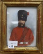 Late 19th century English School, oil on opaline glass, Portrait of an army officer, Captain d'