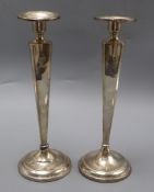 A pair of American sterling candlesticks, 28.2cm.