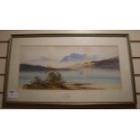 William Earp (1831-1914) watercolour, Loch scene, signed, 24 x 54cm