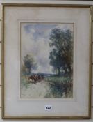 William Edward Webb (1862-1903) watercolour, Landscape with cattle, signed and dated 1900, 34 x