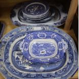 A quantity of Victorian and later blue and white and other pottery