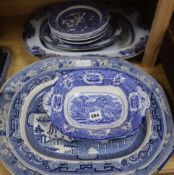 A quantity of Victorian and later blue and white and other pottery