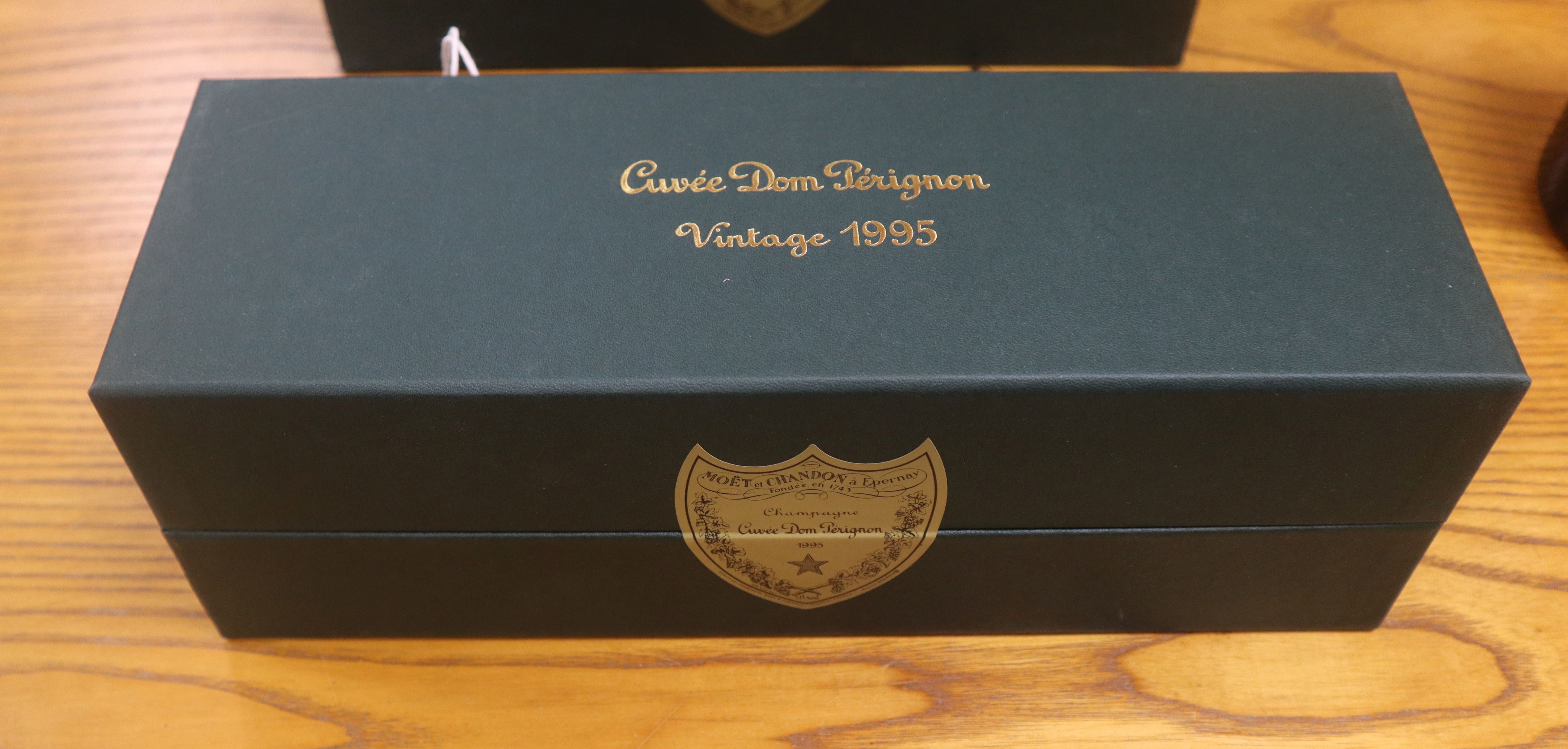 A bottle of Cuvee Dom Perignon, 1995, boxed