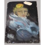 Manner of Toulouse Lautrec reverse painting on glass