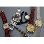 Six assorted wrist watches including Seiko.