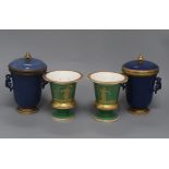 A pair of Samson of Paris powder blue jars and a pair of Paris vases