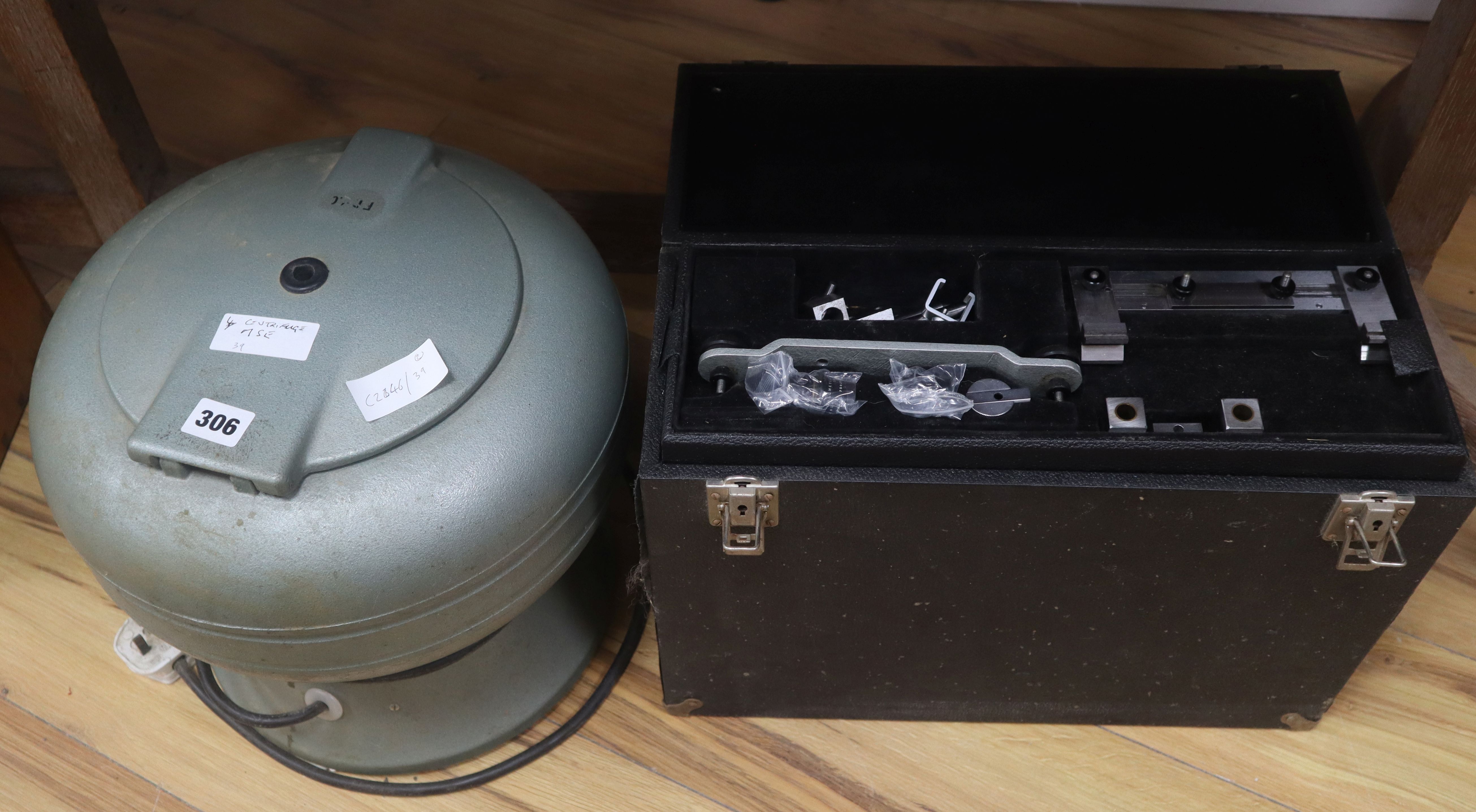 A M S E Centrifuge 240v with all vials and a precision light source, no maker's label, ser: MET 007