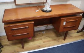 A G Plan 'Fresco' teak kneehole desk W.145cm