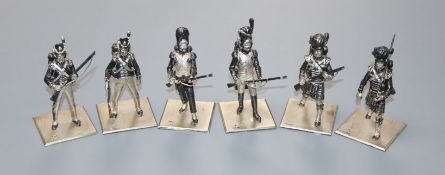 A set of six limited edition silver miniature military models after Charles Stadden, Set No. 9,