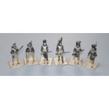 A set of six limited edition silver miniature military models after Charles Stadden, Set No. 9,