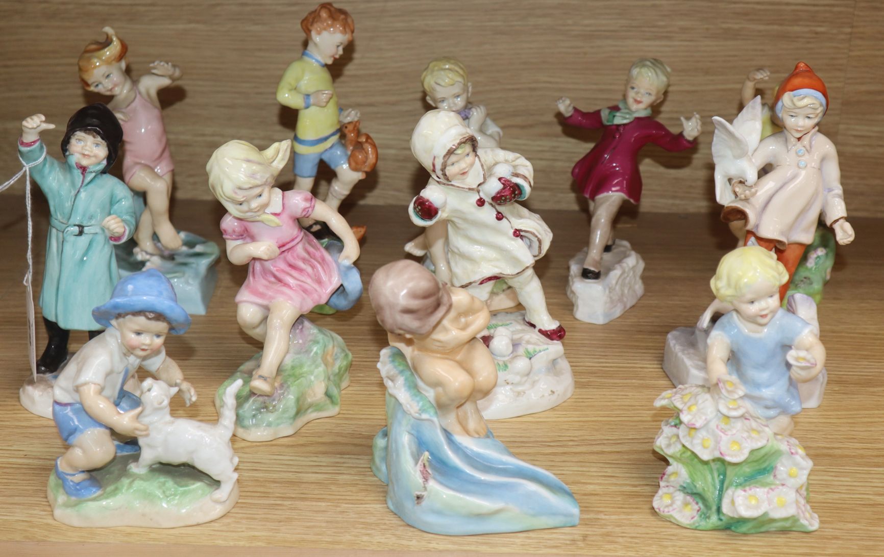 A set of twelve Royal Worcester figures of the Months, modelled by F.G. Doughty, black printed - Image 2 of 2