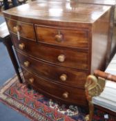 A Regency mahogany bow-fronted chest fitted two drawers and three graduated long drawers W.91cm