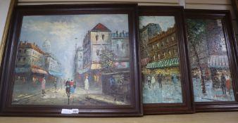 C. Daniel, pair of oils on board, Parisian street scenes, 49 x 59cm and another similar work