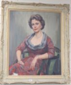 Pamela Thalben-Ball (1927-2012), oil on canvas, portrait of Mrs Enid Dence, signed and dated '59