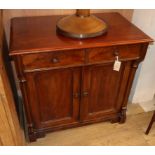 A small French mahogany cupboard, fitted two small drawers W.78cm