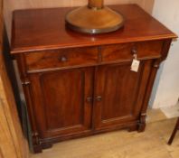 A small French mahogany cupboard, fitted two small drawers W.78cm