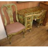 An Italian painted dressing table and chair W.115cm