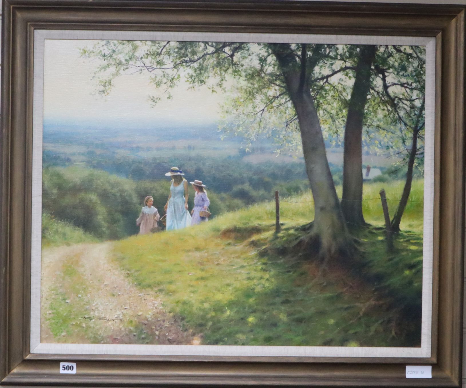 Tony Sheath (1946-) oil on canvas, 'Country Walk', signed, 59 x 75cm