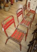 Four Italian painted metal chairs