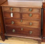 A George III style mahogany chest fitted four short drawers and two graduated long drawers W.83cm