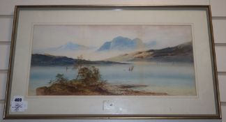 William Earp (1831-1914) watercolour, Loch scene, signed, 24 x 54cm