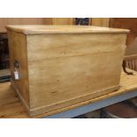 A large Victorian pine chest with rising top W.100cm