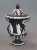 A Wedgwood black jasperware vase