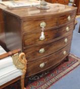 An early 19th century mahogany bowfront chest W.105cm