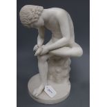 After the Antique, a white marble figure of 'The Spinario' (Boy with Thorn), modelled as a youth