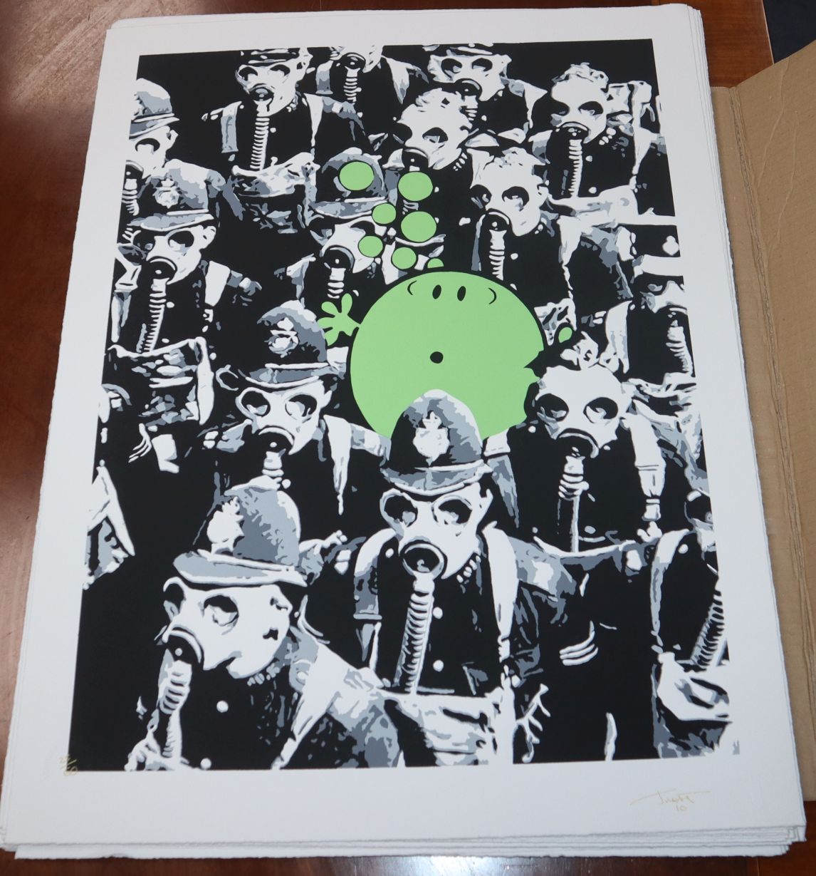 T. WAT, 28 limited edition prints, Mr Smelly with Police in Gas Mask, signed and numbered from the