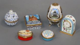 A group of Halcyon Days enamel boxes, Herend etc.