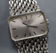 A stainless steel Favre Leuba manual wind dress wrist watch, on stainless steel mesh link bracelet.