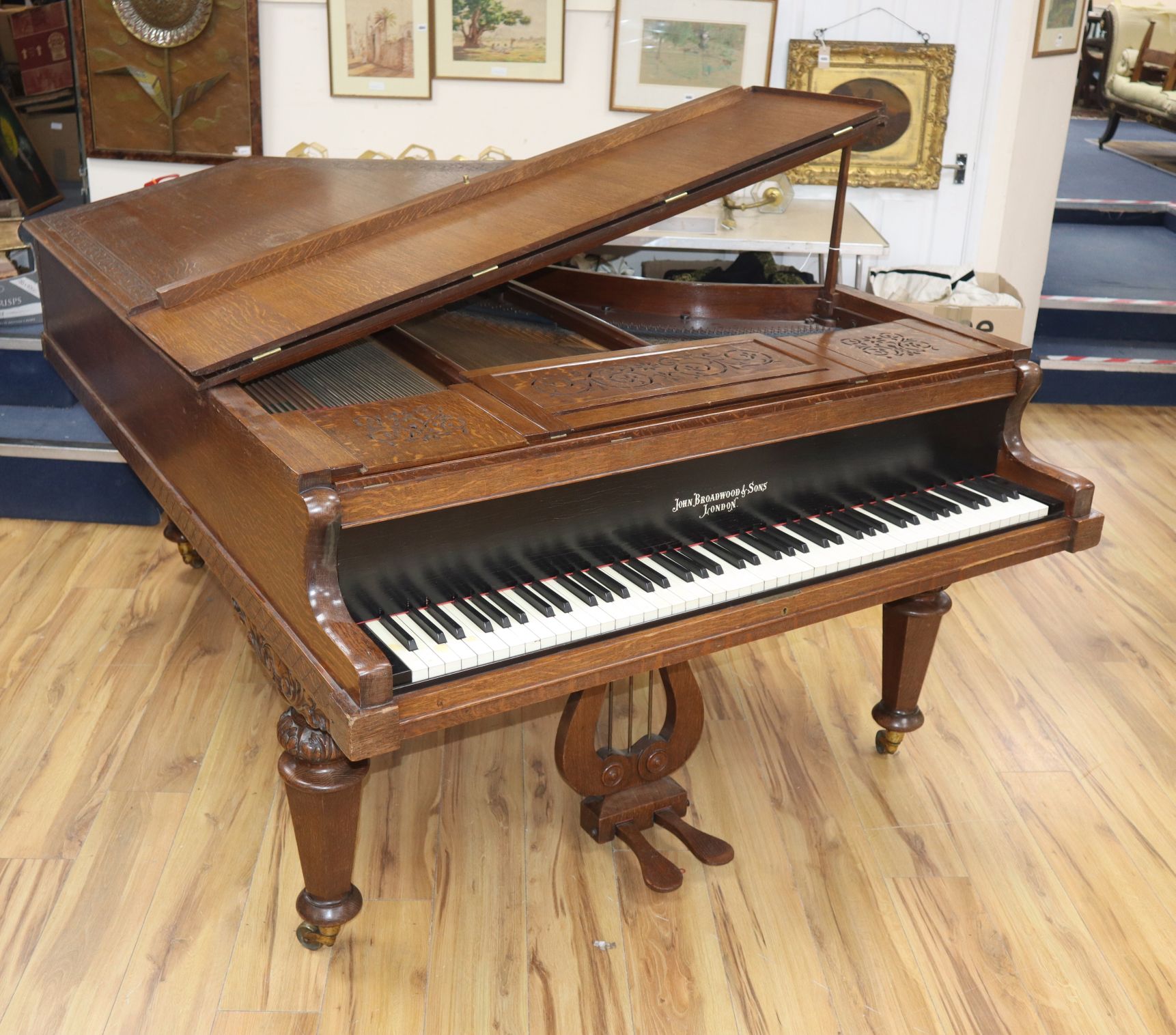 A late Victorian John Broadwood & Son "cottage grand" piano, No.481