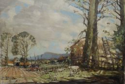 Godwin Bennett (1888-1950), 'Springtime in Sussex (Chanctonbury)', signed, inscribed in pencil