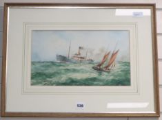 William Minshall Burchill (1884-1941), 'Passing Ships', signed and dated 1926, watercolour, 20 x