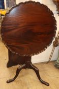 A mahogany tilt top piecrust tea table Diameter 70cm